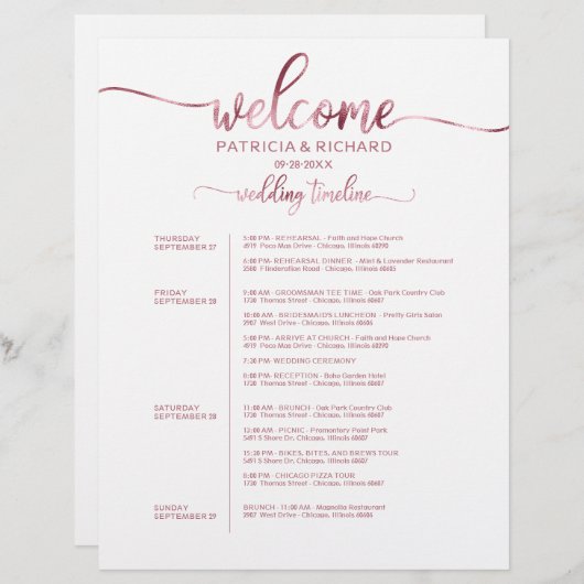 4 dagen Wekens bruiloft Wekend Itinerary Chic Chro (Voorkant / Achterkant)