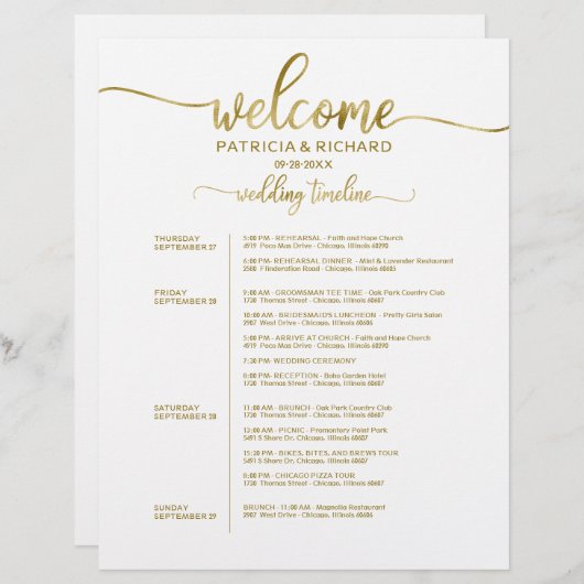 4 dagen Wekens bruiloft Wekend Itinerary Chic Chro (Voorkant / Achterkant)