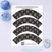 4 Damask Weduwdag Aangepaste Cupcake Wrappers Flyer (Enkel)