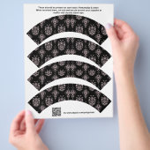 4 Damask Weduwdag Aangepaste Cupcake Wrappers Flyer (Hand)
