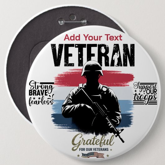 #4 Dankbaar voor onze Veteranen Ronde Button 6,0 Cm (Voorkant /achterkant)