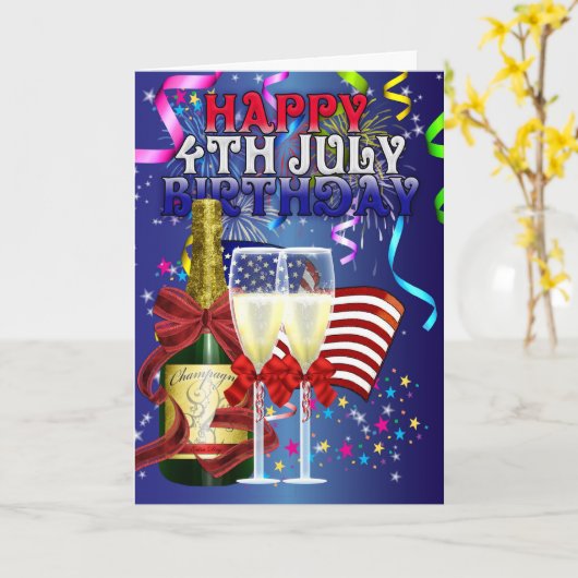 4 de Verjaardag van Juli - Verjaardag op het Kaart (Gele Bloem)