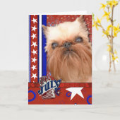 4 de Voetzoeker van juli - Brussel Griffon Kaart (Gele Bloem)