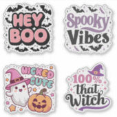 4-delige Halloween-stickerblad – Griezelig knul es Sticker (Voorkant)