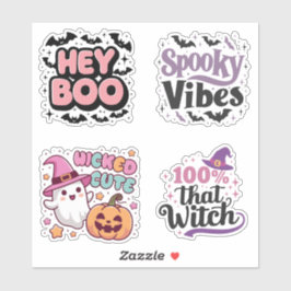 4-delige Halloween-stickerblad – Griezelig schatti Sticker
