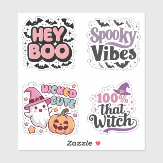 4-delige Halloween-stickerblad – Griezelig schatti Sticker (Vel)