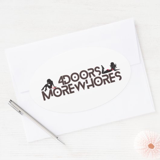 4 Deuren Meer hoeren Ovale Sticker (Envelop)