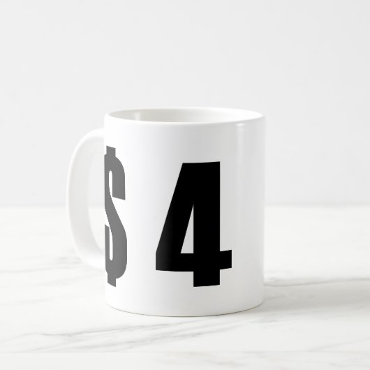 4 dollar koffiemok (Voorkant links)