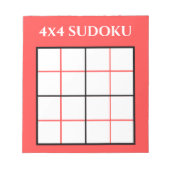 4 door 4 Sudoku Sjabloon Red Notitieblok (Voorkant)