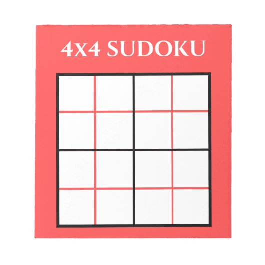 4 door 4 Sudoku Sjabloon Red Notitieblok (Voorkant)
