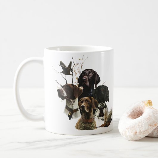 4 Duitse kortharige pointer kleuren Koffiemok (Met donut)