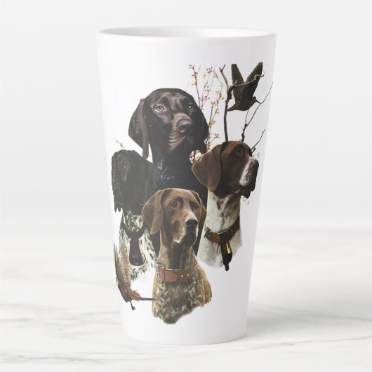 4 Duitse kortharige pointer kleuren Latte Mok (Voorkant)