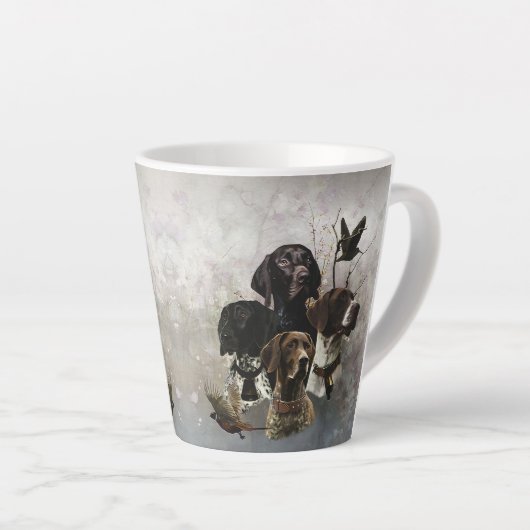 4 Duitse kortharige pointer kleuren Latte Mok (Rechterhoek)