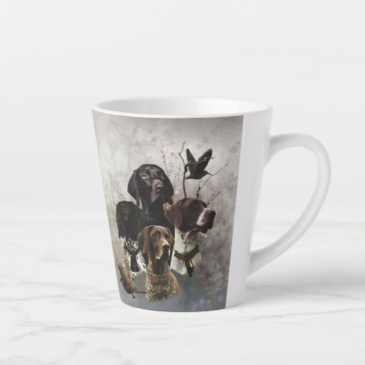 4 Duitse kortharige pointer kleuren Latte Mok (Rechts)