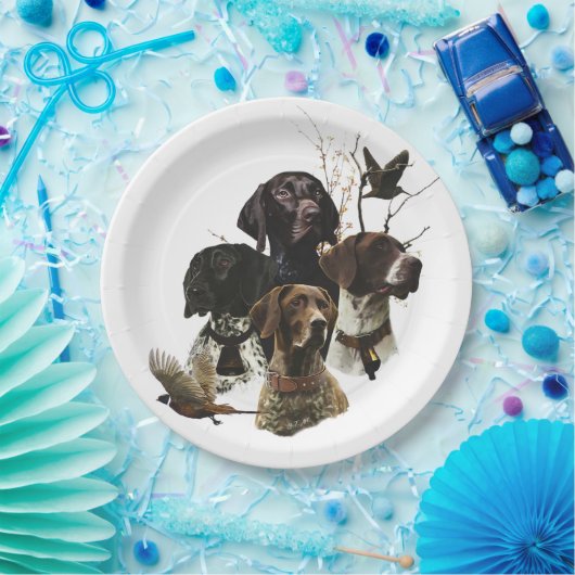 4 Duitse kortharige pointer kleuren Papieren Bordje (Feest)