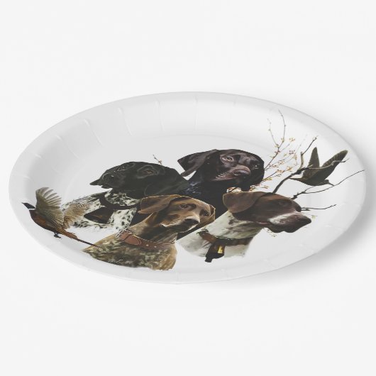 4 Duitse kortharige pointer kleuren Papieren Bordje (Gekanteld)