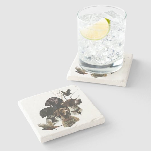 4 Duitse kortharige pointer kleuren Stenen Onderzetter (Zijkant)