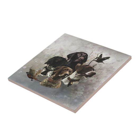 4 Duitse kortharige pointer kleuren Tegeltje (Zijkant)