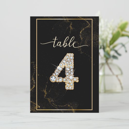 4 Elegante Diamant Afdrukbare Tafelnummers (Staand voorkant)