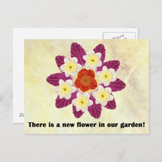 4 Er is een nieuwe bloem in onze tuin Briefkaart (Voorkant / Achterkant)