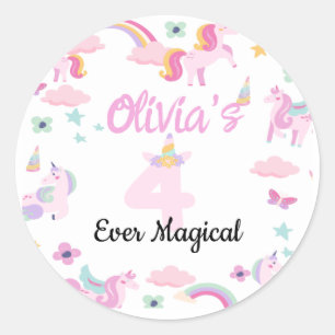 4 ever magisch, Eenhoorn Verjaardag, Regenbogen  Ronde Sticker