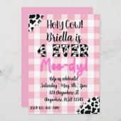 4 Ever Moody Cow Fourth Birthday Invitation Kaart (Voorkant / Achterkant)