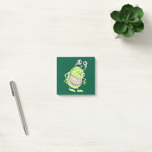 4 Eye Green Monster Alien cartoon Sticky Notes (Kantoor)