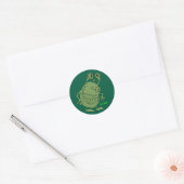 4 eyed green alien monster all green ronde sticker (Envelop)