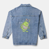 4 eyed green alien monster denim jacket (Achterkant)