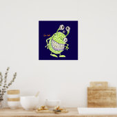 4 eyed green alien monster poster (Keuken)