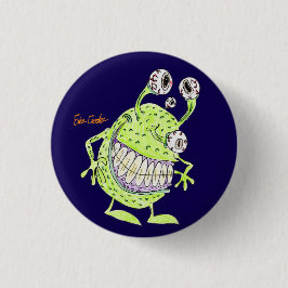 4 eyed green alien monster ronde button 3,2 cm