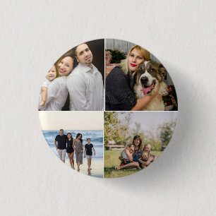 4 Familie Foto Collage Maatwerk Ronde Button 3,2 Cm