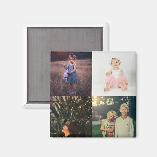 4 Familie Fotocollage Custom Modern Magneet (Voorkant / Achterkant)