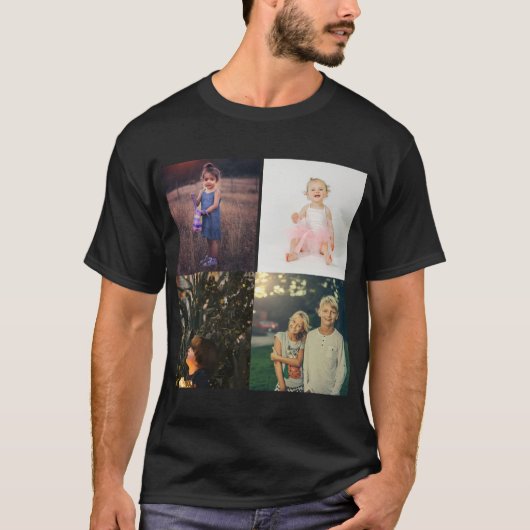 4 Familie Fotocollage Custom Modern T-shirt (Voorkant)