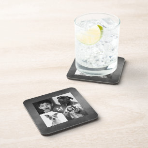 4 Familie Foto's Zwart Wit  Schoolbord Monogram Bier Onderzetter