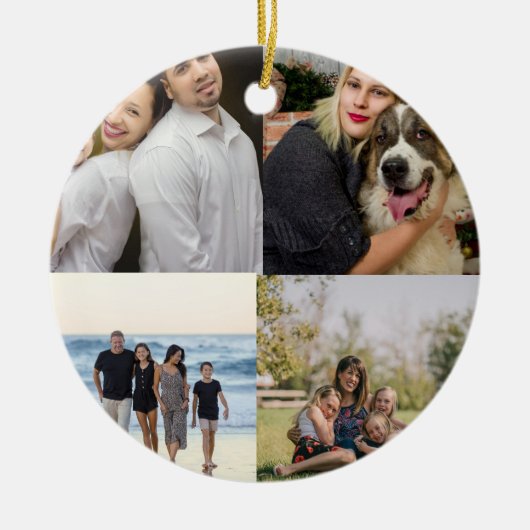 4 familiefotocollage op maat keramisch ornament (Voorkant)