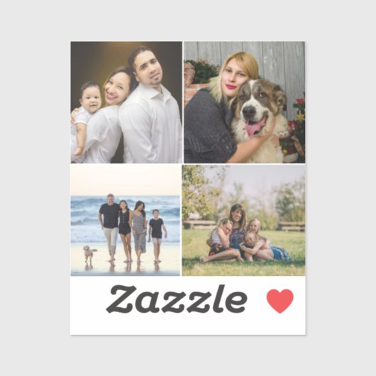 4 familiefotocollage op maat sticker (Vel)