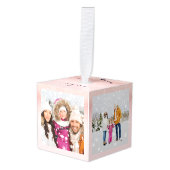 4 Familiefoto's Vrolijk Kerstfeest Keepsake Roze Decoratie (Voorkant hoekig)