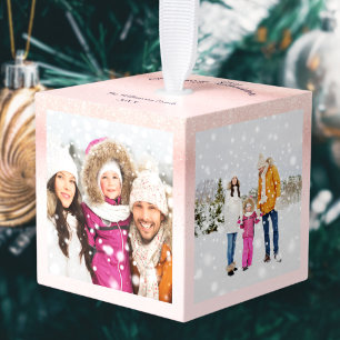 4 Familiefoto's Vrolijk Kerstfeest Keepsake Roze Decoratie