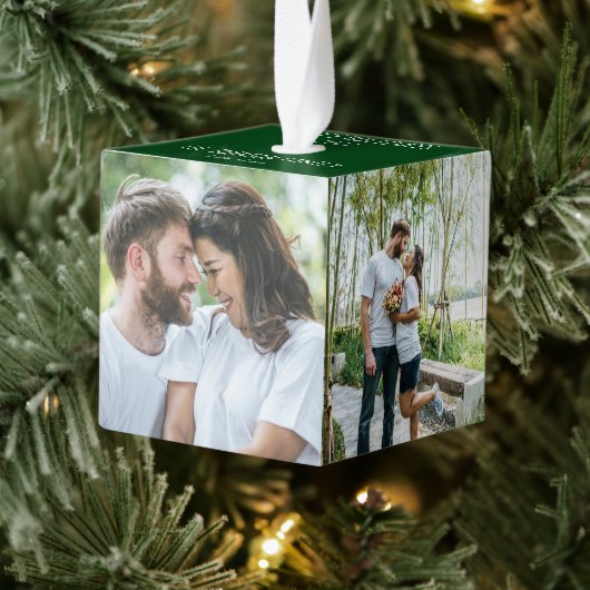 4 Family Holiday Foto Cute Green Kerstmis Gift Decoratie (Boom)