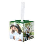 4 Family Holiday Foto Cute Green Kerstmis Gift Decoratie (Voorkant hoekig)