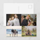 4 Family Photo Collage Custom Briefkaart (Voorkant / Achterkant)