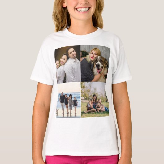 4 Family Photo Collage Custom T-shirt (Voorkant)