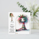 *~* 4 Fantasy Cute Sweet Woman Elf Sitting Kaart (Staand voorkant)