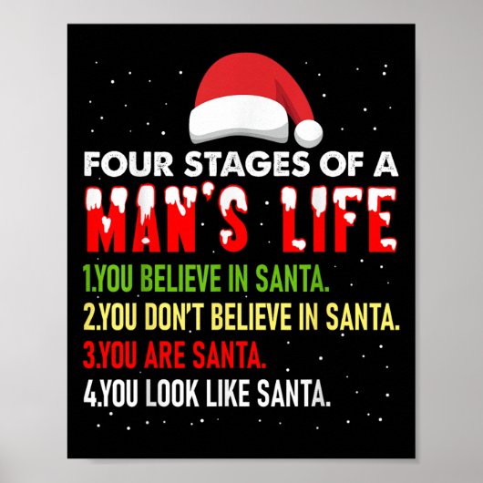 4 fasen van het leven van het Man Funny Santa Chri Poster (Voorkant)