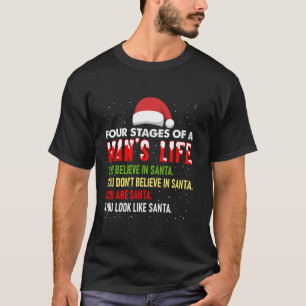 4 fasen van het leven van het Man Funny Santa Chri T-shirt