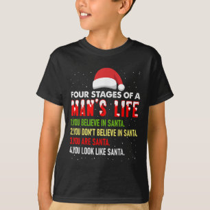 4 fasen van het leven van het Man Funny Santa Chri T-shirt