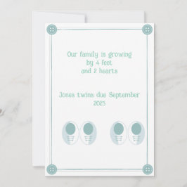 4 Feet, 2 Hearts Twin Zwangerschapsaankondiging Kaart