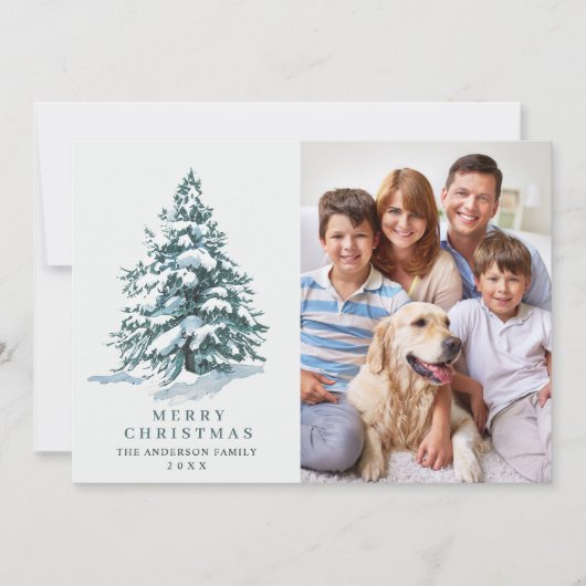 4 FHOTO minimalistische kerstboombegroeting Feestdagenkaart (Voorkant)