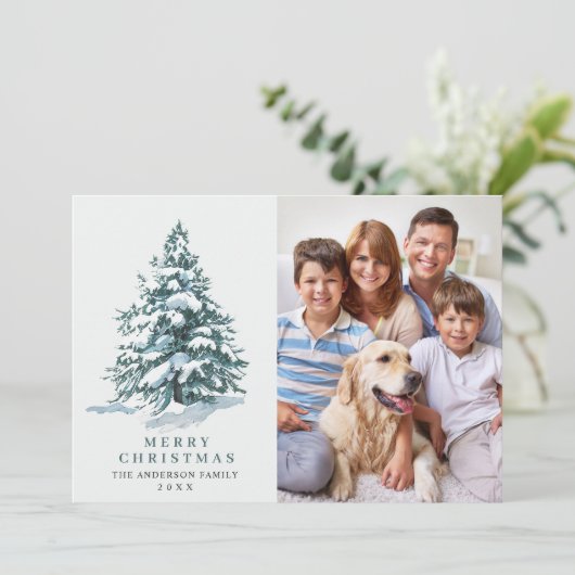 4 FHOTO minimalistische kerstboombegroeting Feestdagenkaart (Staand voorkant)